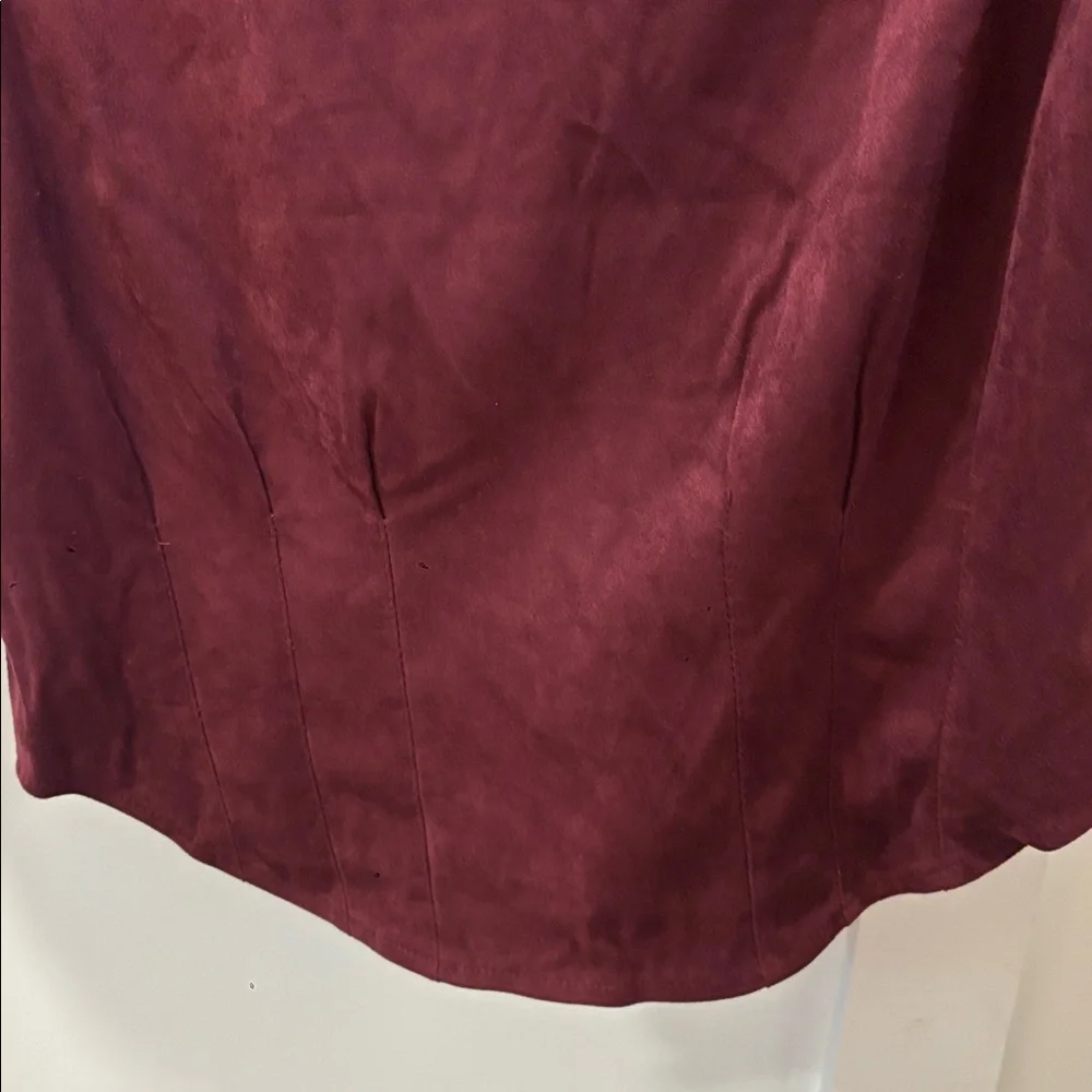 Bagatelle Sz Small Maroon Top Blouse Button Up Down Corset Style Sexy Balloon - Picture 10 of 13